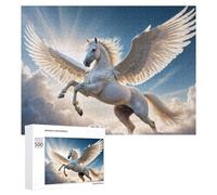Puzzles pour Adolescents 500 PCS White Winged Horse in Sky Puzzles pour Adultes Jeu De Réflexion Décoration Intérieure Activités Amusantes À La Maison 500 PCS