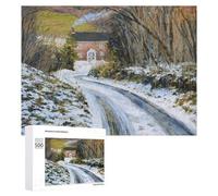 Puzzles pour Adolescents 500 PCS Winter Road to The Cottage Puzzles pour Adultes Jeu De Réflexion Décoration Intérieure Activités Amusantes À La Maison 500 PCS