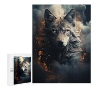 Puzzles pour Adolescents 500 PCS Wolf on Dark Puzzles pour Adultes Jeux Relaxants pour S'amuser en Famille Cadeaux De Noël Et d'anniversaire 500 PCS