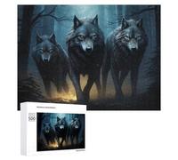 Puzzles pour Adolescents 500 PCS Wolf Pack in Moonlit Forest -1 Puzzle Anti-Stress, Jouet Idéal pour Une Décoration Amusante À La Maison, 500 PCS
