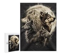 Puzzles pour Adolescents 500 PCS Wolf Pack Moon T-Shirt Puzzles pour Adultes Assemblage De Modèles De Puzzles Défi À Réaliser Soirée Jeux Et Divertissement en Famille 500 PCS