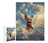 Puzzles pour Adolescents 500 PCS Yorkshire Terrier with Angel Wings Pet Memorial Art Puzzles pour Adultes Jeu Familial Décoration Parfaite Difficile À Compléter 500 PCS