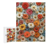 Puzzles pour Adolescents 500 PCS Zinnia Flowers Vintage Puzzles pour Adultes Jeux Relaxants pour S'amuser en Famille Cadeaux De Noël Et d'anniversaire 500 PCS