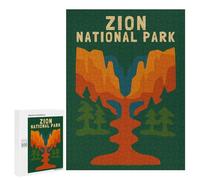 Puzzles pour Adolescents 500 PCS Zion National Park Poster Jeu De Puzzle Familial Décoration Parfaite Cadeaux Uniques pour Un Anniversaire Et Noël 500 PCS
