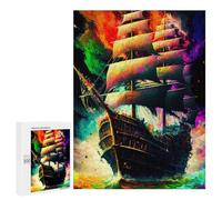 Puzzles pour adolescents 500 pièces Colorful Sailing Ship Artwork Puzzle pour adultes Jeux de réflexion Décoration de la maison Activités amusantes à la maison 500 PCS