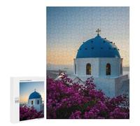 Puzzles pour adolescents 500 pièces Coucher de soleil à l'église bleue Puzzles pour adultes Jeux relaxants Défi Activités amusantes pour la maison 500 pièces