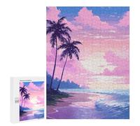 Puzzles pour adolescents 500 pièces Hawaii Sunset Pixel Art Puzzles pour adultes Jeux relaxants Course à la vitesse manuelle Défi à résoudre 500 pièces