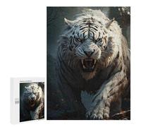 Puzzles pour Adolescents 500 Pièces Puzzle Anti-Stress Tigre Blanc Roar Anti-Stress, Décoration Parfaite Activités Amusantes Pour La Maison, 500 Pièces