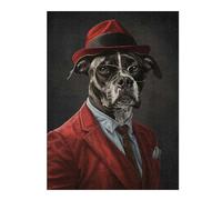 Puzzles pour Adolescents 52x38cm/1000pcs American Staffordshire Terrier Suit and Hat Puzzles pour Adultes Jeux Relaxants Analyse Et Logique Cadeaux De Noël Et d'anniversaire 52x38cm/1000pcs