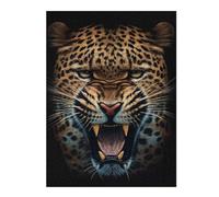 Puzzles pour Adolescents 52x38cm/1000pcs Angry Leopard Face Animal Puzzle pour Adultes, Jeu Familial, Décoration Et d'anniversaire 52x38cm/1000pcs