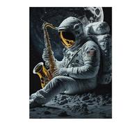 Puzzles pour Adolescents 52x38cm/1000pcs Astronaut Playing Saxophone on The Moon Puzzles pour Adultes Jeux Relaxants Course De Vitesse Manuelle Cadeaux De Noël Et d'anniversaire 52x38cm/1000pcs
