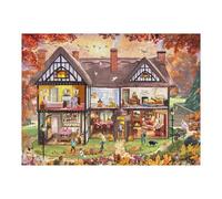 Puzzles pour Adolescents 52x38cm/1000pcs Autumnal Cottage Scene with People and Animals Puzzles pour Adultes : Analyse Et Logique du Jeu, Interaction Parent-Enfant 52x38cm/1000pcs