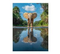 Puzzles pour Adolescents 52x38cm/1000pcs Baby Elephant Reflection Puzzles pour Adultes, Jouets À Monter Soi-même, Difficulté Élevée, Cadeaux d'anniversaire Et Cadeaux Uniques 52x38cm/1000pcs