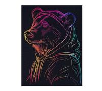Puzzles pour Adolescents 52x38cm/1000pcs Bear Neon Animal Puzzles pour Adultes, Jouets À Monter Soi-même, Décoration Murale, Cadeaux d'anniversaire Et De Noël Uniques 52x38cm/1000pcs