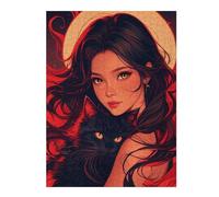 Puzzles pour Adolescents 52x38cm/1000pcs Black Cat Magic Artwork Puzzles pour Adultes, Jouets À Monter Soi-même, Difficulté Élevée, Cadeaux d'anniversaire Et Cadeaux Uniques 52x38cm/1000pcs