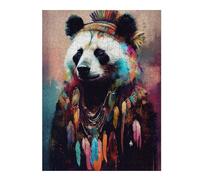 Puzzles pour Adolescents 52x38cm/1000pcs Bohemian Panda Portrait Casse-têtes pour Adultes Jeu De Réflexion Vacances À La Maison Tuer Le Temps Défi Éducatif 52x38cm/1000pcs