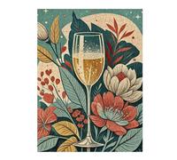 Puzzles pour Adolescents 52x38cm/1000pcs Champagne Floral Illustration Puzzles pour Adultes - Jouets Anti-Stress - Défi Difficile - Défi Éducatif 52x38cm/1000pcs