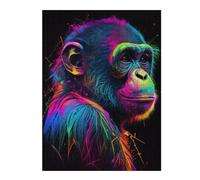 Puzzles pour Adolescents 52x38cm/1000pcs Colorful Chimpanzee Portrait-2 Puzzles pour Adultes, Jeux Familiaux Amusants Et Humoristiques, pour Les Joueurs 52x38cm/1000pcs