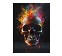 Puzzles pour Adolescents 52x38cm/1000pcs Colorful Neon Skull Puzzle, Jouet, Décoration Murale, Difficile, Cadeau De Noël Ou d'anniversaire 52x38cm/1000pcs