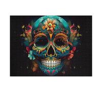 Puzzles pour Adolescents 52x38cm/1000pcs Colorful Sugar Skull Artwork Jeu De Puzzle Familial pour Adultes - Défi Difficile - Cadeaux Uniques pour Anniversaires Et Noël 52x38cm/1000pcs