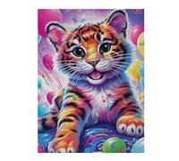 Puzzles pour Adolescents 52x38cm/1000pcs Colorful Tiger Cub Party Casse-tête pour Adolescents - Jeu Difficile - Stimule Le Cerveau 52x38cm/1000pcs