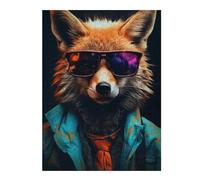Puzzles pour Adolescents 52x38cm/1000pcs Cool Sunglasses Red Fox Puzzles pour Adultes, Jouets Anti-Stress, Décoration Murale, Cadeaux d'anniversaire Et Cadeaux Uniques 52x38cm/1000pcs