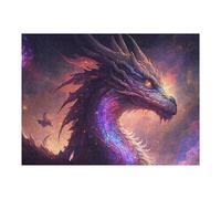Puzzles pour Adolescents 52x38cm/1000pcs Dragon in Cosmic Flames Puzzles pour Adultes : Analyse Et Logique du Jeu, Interaction Parent-Enfant 52x38cm/1000pcs