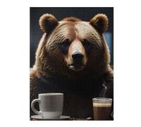 Puzzles pour Adolescents 52x38cm/1000pcs Funny Drinking Coffee Bear Puzzles pour Adultes Jeux De Famille Améliore La Mémoire Cadeaux Uniques pour Anniversaire Et Noël 52x38cm/1000pcs