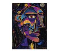 Puzzles pour Adolescents 52x38cm/1000pcs Futuristic Abstract Vision - Neon Cubist Portrait Puzzles pour Adultes, Décoration Murale Amusante Et Humoristique, pour Stimuler Le Cerveau 52x38cm/1000pcs