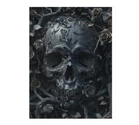 Puzzles pour Adolescents 52x38cm/1000pcs Gothic Skull with Roses Puzzles pour Adultes - Jouets Anti-Stress - Défi Difficile - Défi Éducatif 52x38cm/1000pcs
