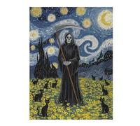 Puzzles pour Adolescents 52x38cm/1000pcs Grim Cats on Starry Night Puzzles pour Adultes À Faire Soi-même - Jouets pour Améliorer La Mémoire - Cadeau d'anniversaire, Cadeaux, 52x38cm/1000pcs