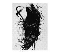 Puzzles pour Adolescents 52x38cm/1000pcs Grim Reaper with Axe Black and White Puzzles Jeux Relaxants Assemblage De Motifs Difficile Et Stimulant 52x38cm/1000pcs