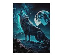 Puzzles pour Adolescents 52x38cm/1000pcs Howling Wolf Moonlit Night Puzzles pour Adultes Jeu De Réflexion Course De Vitesse Jeu Stimulant Cadeaux 52x38cm/1000pcs