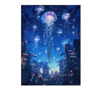 Puzzles pour Adolescents 52x38cm/1000pcs Jellyfish Sky Cityscape Casse-têtes pour Adultes Jeu De Réflexion Vacances À La Maison Tuer Le Temps Défi Éducatif 52x38cm/1000pcs