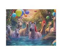 Puzzles pour Adolescents 52x38cm/1000pcs Jungle Party with Zebras and Balloons Puzzles pour Adultes Jeu Manuel Découpe De Précision Cadeaux d'anniversaire Et Autres Cadeaux Uniques 52x38cm/1000pcs