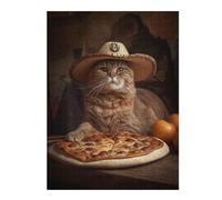 Puzzles pour Adolescents 52x38cm/1000pcs Kitten Cowboy Loves Pizza Puzzles pour Adultes Jeu De Réflexion Course De Vitesse Jeu Stimulant Cadeaux 52x38cm/1000pcs