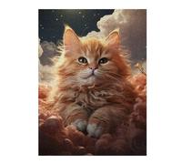 Puzzles pour Adolescents 52x38cm/1000pcs Kitten on Fluffy Clouds Puzzles pour Adultes, Décoration Murale Amusante Et Humoristique, pour Stimuler Le Cerveau 52x38cm/1000pcs
