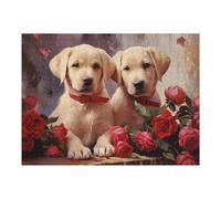 Puzzles pour Adolescents 52x38cm/1000pcs Labradors with Roses Puzzles pour Adultes, Jouets À Monter Soi-même, Difficulté Élevée, Cadeaux d'anniversaire Et Cadeaux Uniques 52x38cm/1000pcs