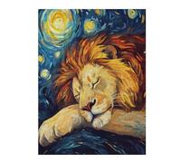 Puzzles pour Adolescents 52x38cm/1000pcs Lion Sleeping Under Starry Night Puzzles pour Adultes, Jouets Anti-Stress, Décoration Murale, Cadeaux d'anniversaire Et Cadeaux Uniques 52x38cm/1000pcs
