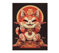 Puzzles pour Adolescents 52x38cm/1000pcs Lucky Maneki Neko Cat Art Puzzles pour Adultes Jeux Relaxants Décoration Murale Jeu Stimulant Cadeaux 52x38cm/1000pcs