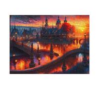 Puzzles pour Adolescents 52x38cm/1000pcs Magical Sunset Over Fantasy Cityscape Puzzles pour Adultes Jeu Manuel Découpe De Précision Cadeaux d'anniversaire Et Autres Cadeaux Uniques 52x38cm/1000pcs