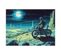 Puzzles pour Adolescents 52x38cm/1000pcs Motorcycle Journey Under The Moonlit Sky Puzzles pour Adultes : Analyse Et Logique du Jeu, Interaction Parent-Enfant 52x38cm/1000pcs