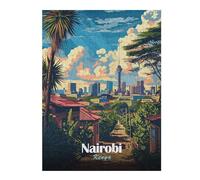 Puzzles pour Adolescents 52x38cm/1000pcs Nairobi Kenya Cityscape Puzzles pour Adolescents - Jeu Manuel - Décoration Intérieure pour Les Amateurs De Jeux Vidéo 52x38cm/1000pcs
