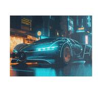 Puzzles pour Adolescents 52x38cm/1000pcs Neon Future Cityscape with Sports Car Puzzles pour Adultes Jeu Manuel Découpe De Précision Cadeaux d'anniversaire Et Autres Cadeaux Uniques 52x38cm/1000pcs