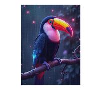 Puzzles pour Adolescents 52x38cm/1000pcs Neon Glowing Toucan in The Rain Puzzles pour Adultes - Jeu Manuel - Cadeaux pour Femmes - Stimule Le Cerveau 52x38cm/1000pcs