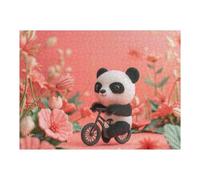 Puzzles pour Adolescents 52x38cm/1000pcs Panda Ride with Bicycle Puzzles pour Adultes - Jeux Relaxants - Anti-Stress - Cadeaux d'anniversaire Et De Noël Uniques 52x38cm/1000pcs