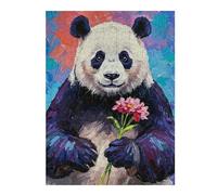 Puzzles pour Adolescents 52x38cm/1000pcs Panda with Flower Painting Puzzles Jeux Relaxants Assemblage De Motifs Difficile Et Stimulant 52x38cm/1000pcs