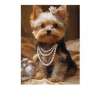 Puzzles pour Adolescents 52x38cm/1000pcs Pearl-Adorned Yorkshire Terrier Puzzles pour Adultes, Jouets À Monter Soi-même, Une Œuvre d'art, Difficile Et Stimulant 52x38cm/1000pcs