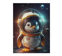 Puzzles pour Adolescents 52x38cm/1000pcs Penguin Astronaut in Space Puzzle pour Adultes, Jeu De Réflexion Amusant Et Humoristique, Cadeau d'anniversaire, 52x38cm/1000pcs