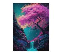 Puzzles pour Adolescents 52x38cm/1000pcs Pink Tree and Small Waterf Puzzles pour Adultes Jeux De Famille Améliore La Mémoire Cadeaux Uniques pour Anniversaire Et Noël 52x38cm/1000pcs